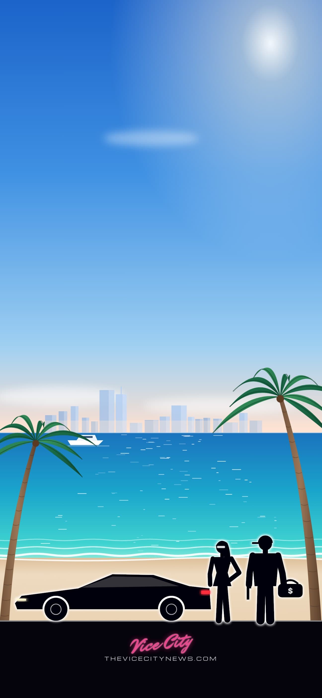 Beach at noon — phone wallpaper