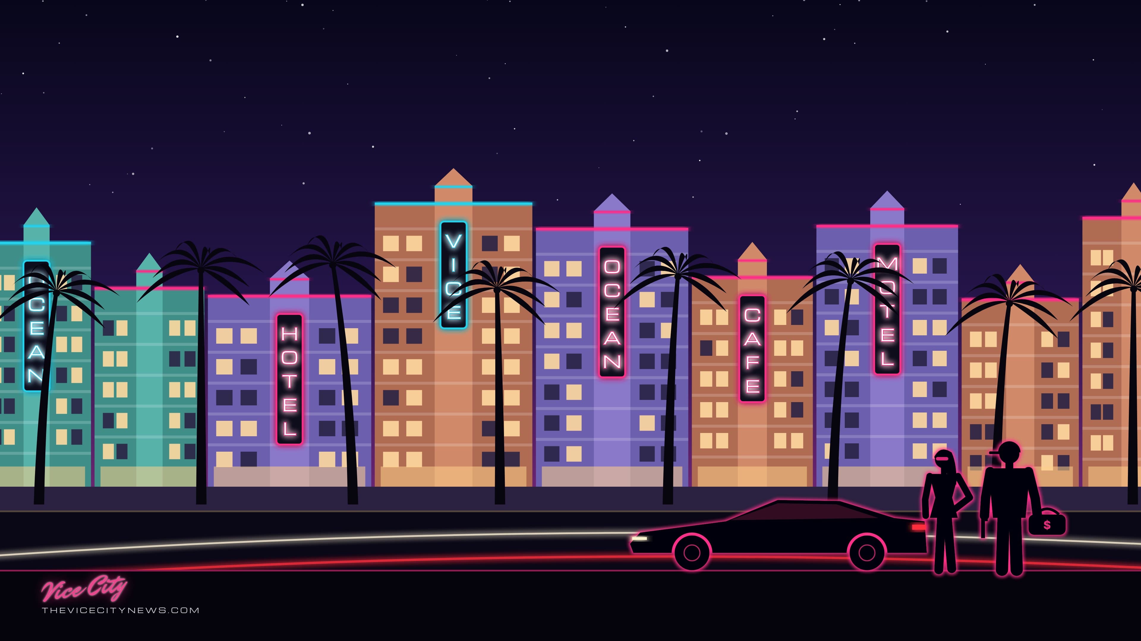 The neon strip — desktop wallpaper